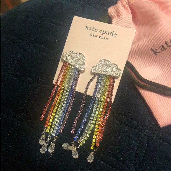 (RARE) Kate Spde Into The Sky Rainbow Fringe Earrings NWT - Picture 1 of 5